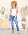 Haiden Button Down Sweater Tank - Cream