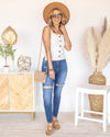 Haiden Button Down Sweater Tank - Cream