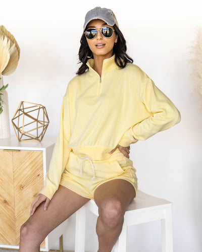 Yellow half zip pullover sales