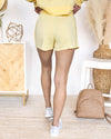 Cora Drawstring Pocketed Shorts - Canary Yellow