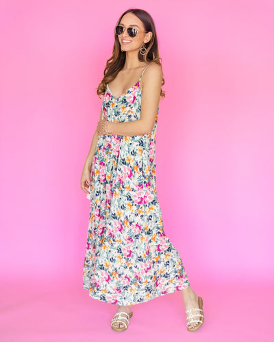 Eden V-Neck Pocketed Maxi Dress - Sage Multi