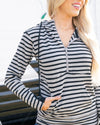 Get Cozy Striped Hoodie - Black