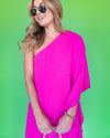 Chasity One Shoulder Dress - Fuchsia