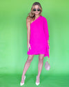 Chasity One Shoulder Dress - Fuchsia
