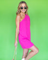 Chasity One Shoulder Dress - Fuchsia