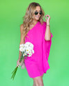 Chasity One Shoulder Dress - Fuchsia