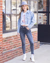 Chelsea Cropped Distressed Denim Jacket - Light Wash