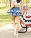 Grace Smocked Tiered Skort - Denim Blue