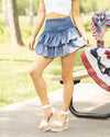 Grace Smocked Tiered Skort - Denim Blue