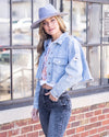 Chelsea Cropped Distressed Denim Jacket - Light Wash