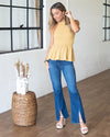 It's Your Time Smocked Peplum Top - Mustard