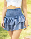 Grace Smocked Tiered Skort - Denim Blue