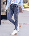 Ariel High Rise Frayed Waist Skinny Jeans - Black Acid Wash