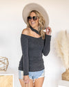 Avery Ribbed One Shoulder Fitted Top - Faded Black
