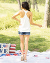 American Flag Graphic Tank - Off White