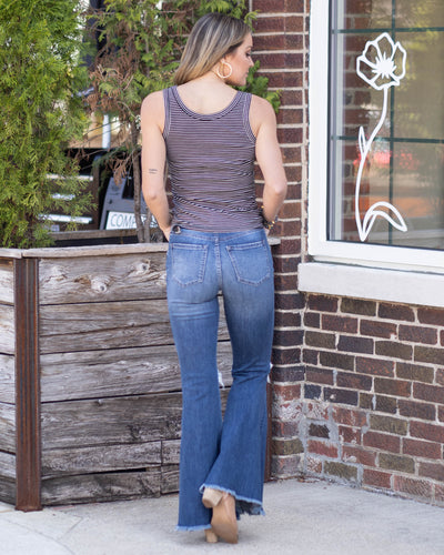 Jenny Stripe Ribbed Tank - Black/Off White