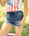 Easy Fit Distressed Shorts - Medium Wash