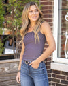 Jenny Stripe Ribbed Tank - Black/Off White
