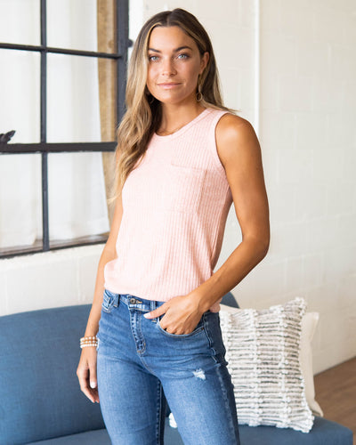 My Everyday Ribbed Tank - Soft Peach