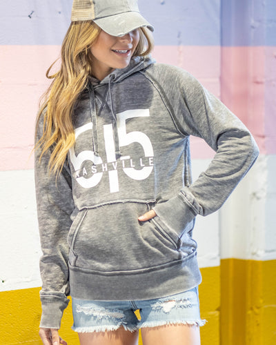 615 Nashville Graphic Hoodie - Burnout Grey