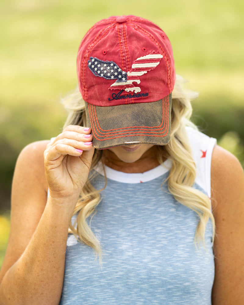 American Eagle Hat - Red - Eleven Oaks Boutique