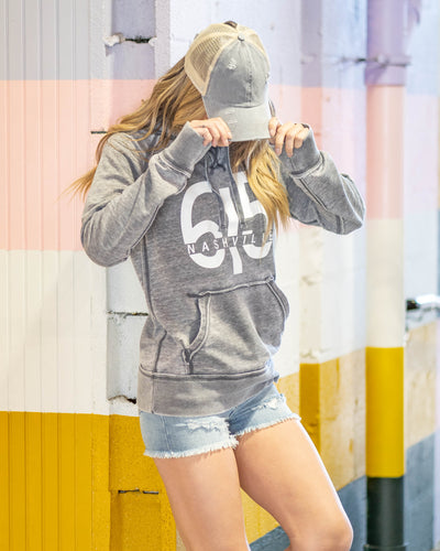 615 Nashville Graphic Hoodie - Burnout Grey