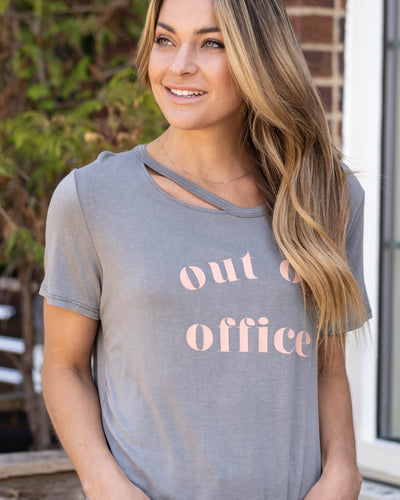 Out Of Office Cutout Graphic Tee - Grey