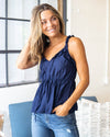 She's So Darling Ruffle Top - Navy