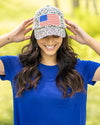 Freedom American Flag Glitter Trucker Hat - Leopard