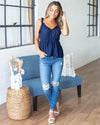 She's So Darling Ruffle Top - Navy