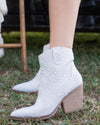 Kady Rhinestone Cowboy Booties - Silver