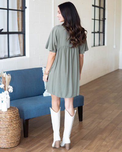 Flirting With Fall Dress - Olive