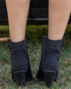 Kady Rhinestone Cowboy Booties - Black