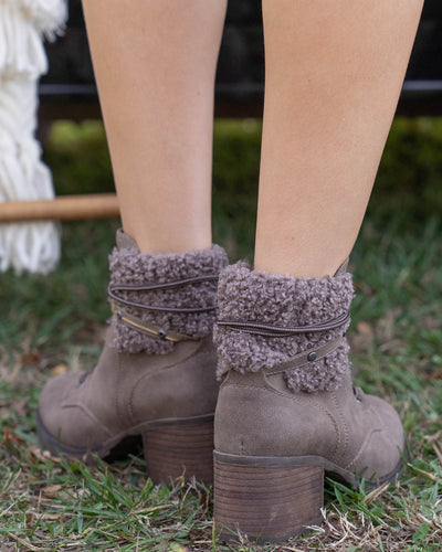 Olivia Lace Up Booties - Dark Taupe