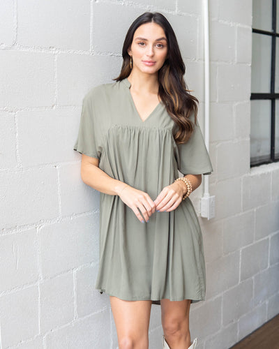 Flirting With Fall Dress - Olive