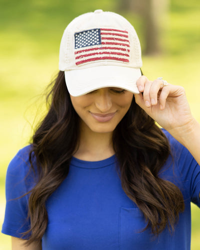 American Flag Hat - Oatmeal