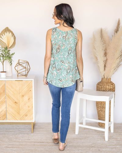 Virginia Paisley Print Tank - Seafoam
