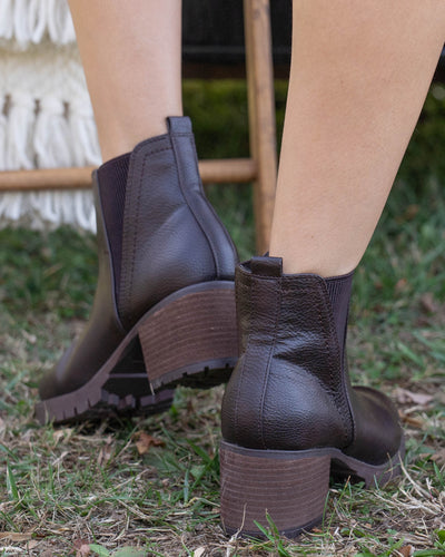 Aria Slip On Booties - Chocolate