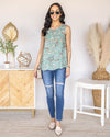 Virginia Paisley Print Tank - Seafoam