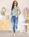 Virginia Paisley Print Tank - Seafoam