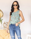 Virginia Paisley Print Tank - Seafoam