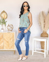 Virginia Paisley Print Tank - Seafoam