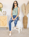 Virginia Paisley Print Tank - Seafoam