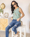 Virginia Paisley Print Tank - Seafoam