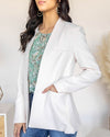 Hallie Open Front Pocketed Blazer - Cream