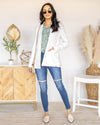 Hallie Open Front Pocketed Blazer - Cream