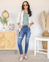 Hallie Open Front Pocketed Blazer - Cream