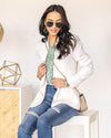 Hallie Open Front Pocketed Blazer - Cream