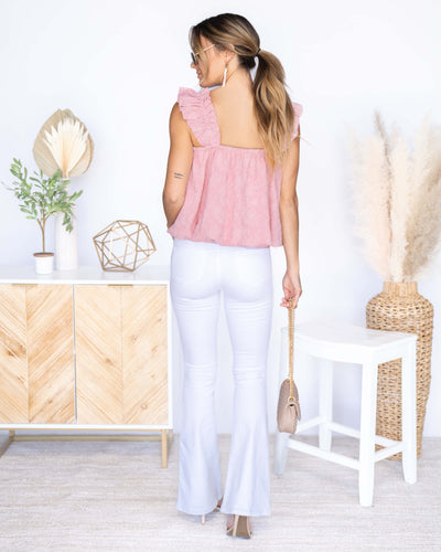 Alice Jacquard Printed Floral Tank - Blush Pink