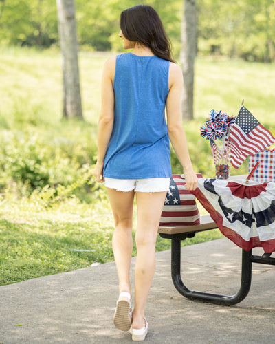 Merica Graphic Tank - Heather Blue
